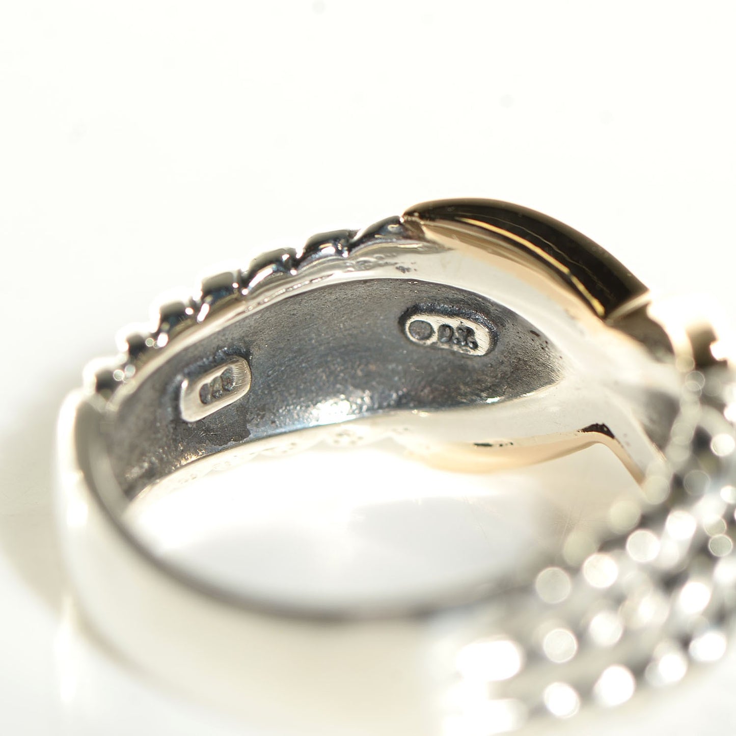 Sterling Silver 18K Yellow Gold X Triple Row Ring 7