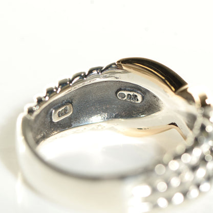 David Yurman Sterling Silver 18K Yellow Gold X Triple Row Ring 7 3 of 5