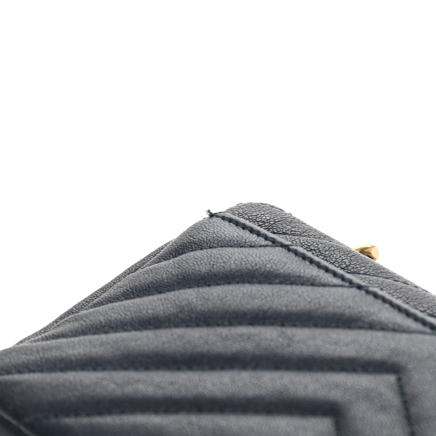 Sheepskin Matelasse Chevron Monogram College Chain Wallet Deep Marine