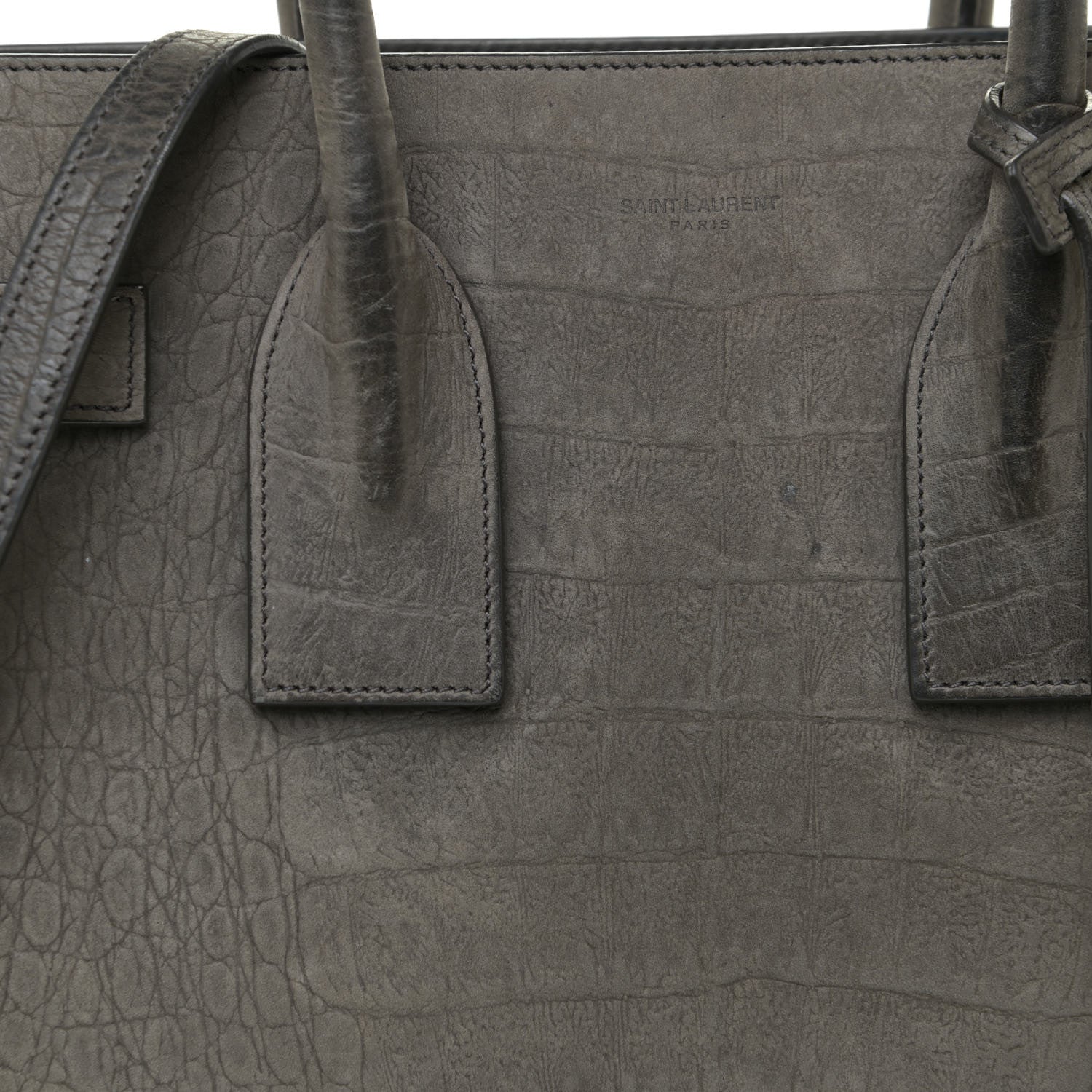 Saint Laurent Crocodile Embossed Nubuck Small Sac De Jour Dark Anthracite 8 of 28