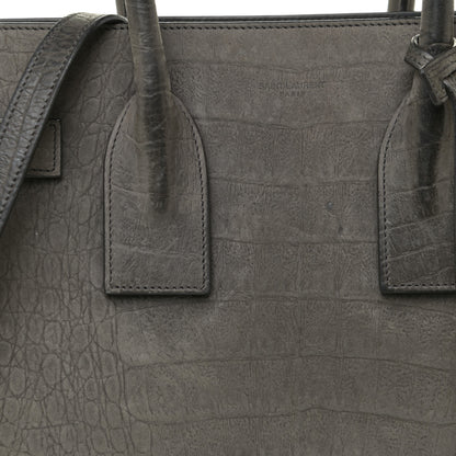 Saint Laurent Crocodile Embossed Nubuck Small Sac De Jour Dark Anthracite 8 of 28