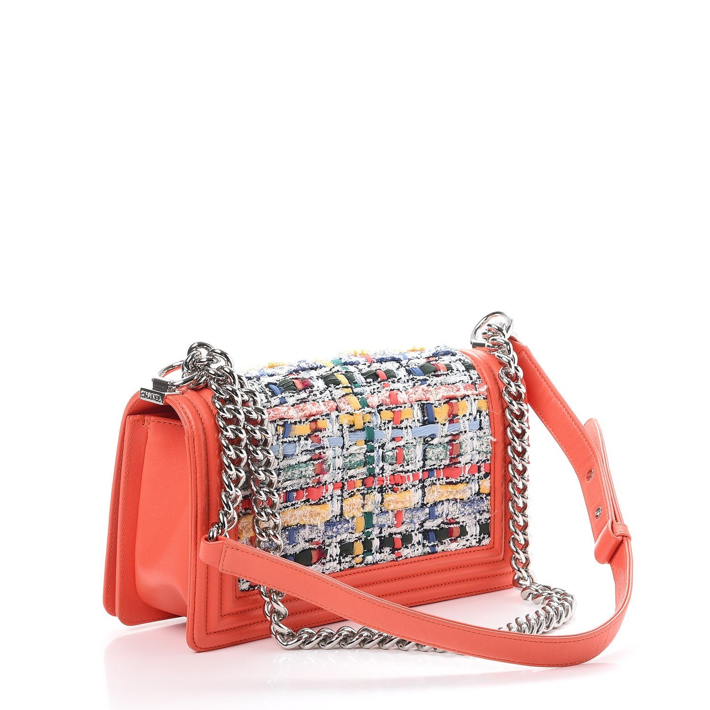 Lambskin Tweed Medium Boy Flap Coral