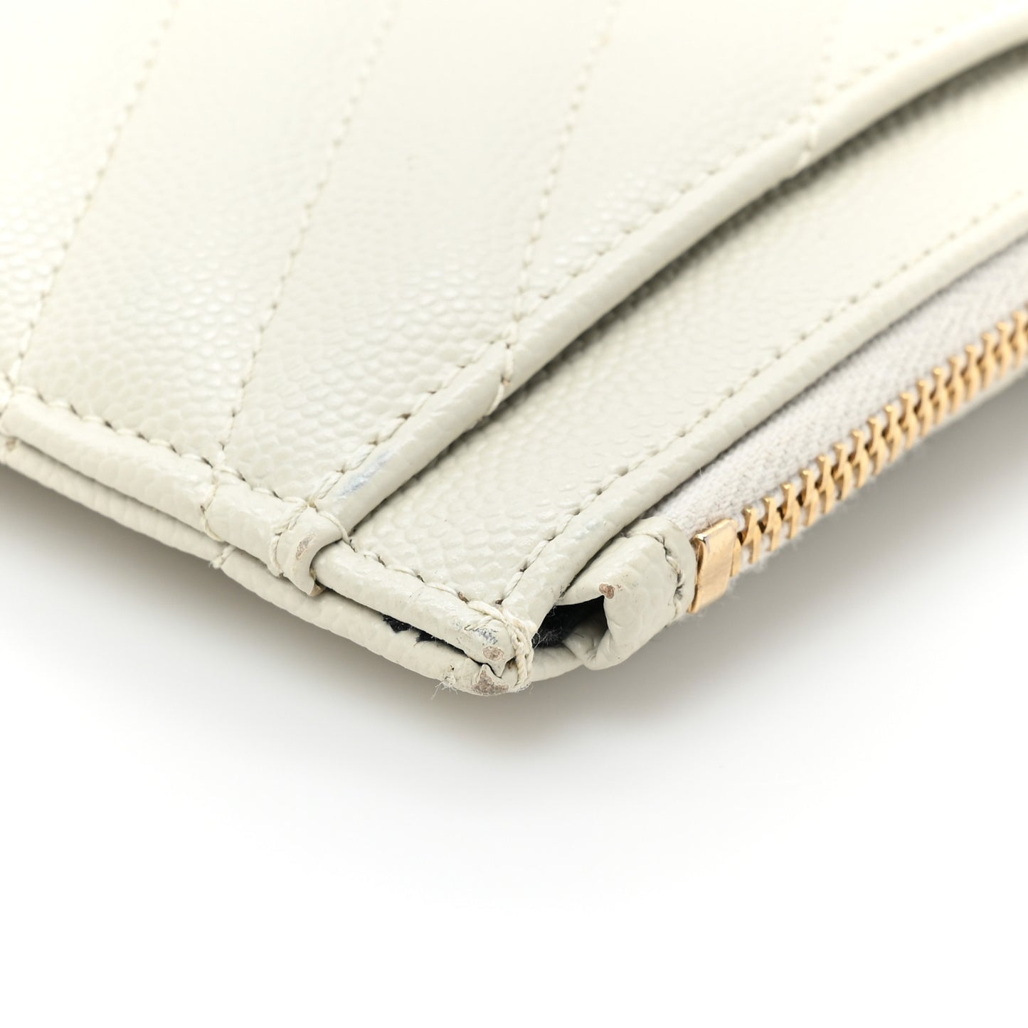 Grain De Poudre Matelasse Chevron Monogram Bill Pouch Blanc Vintage