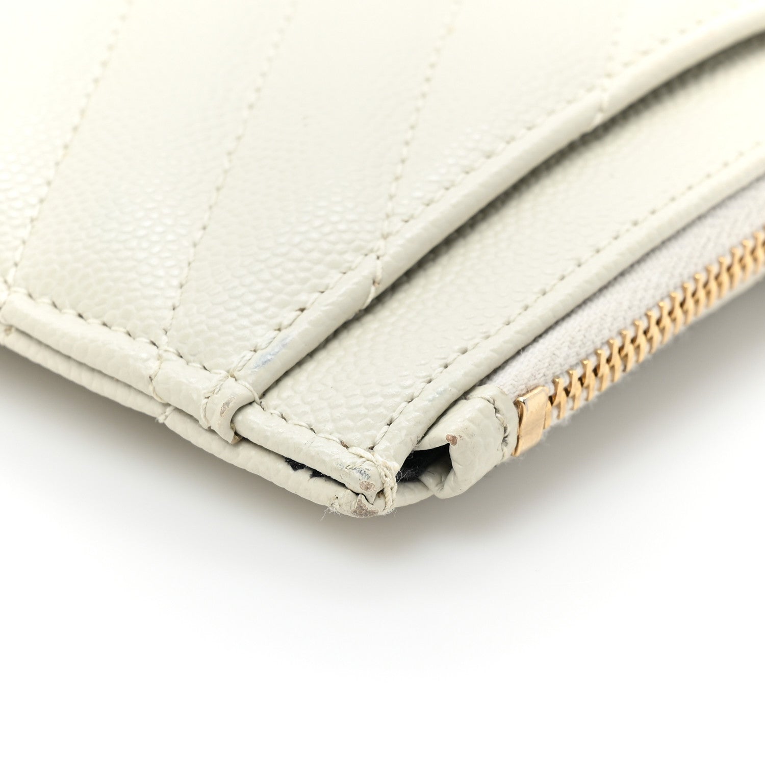 Saint Laurent Grain De Poudre Matelasse Chevron Monogram Bill Pouch Blanc Vintage 11 of 12