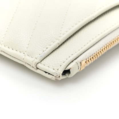 Saint Laurent Grain De Poudre Matelasse Chevron Monogram Bill Pouch Blanc Vintage 11 of 12