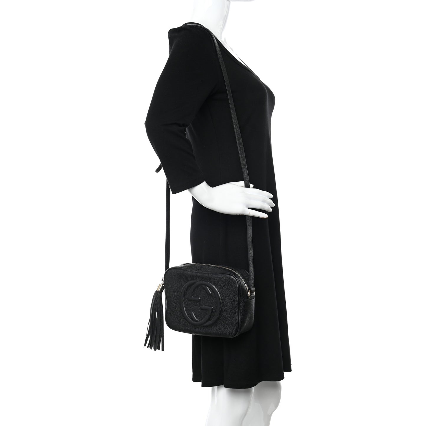 Pebbled Calfskin Small Soho Disco Bag Black