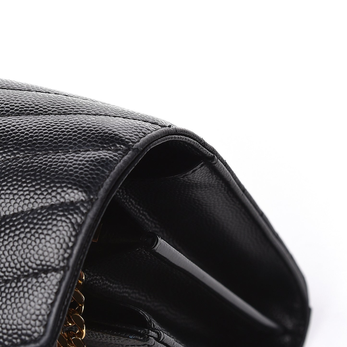 Grain De Poudre Matelasse Chevron Monogram Chain Wallet Black