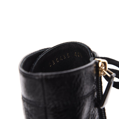 Chanel Shiny Crumpled Lambskin Cap Toe CC Lace Up Boots 40.5 Black 6 of 8
