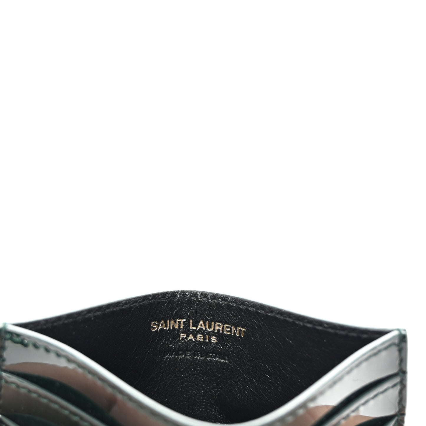 Patent Calfskin Monogram Credit Card Case Fir Leaf