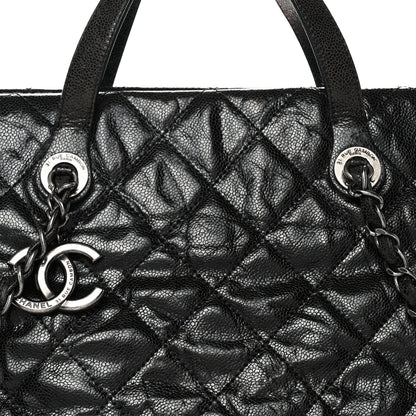 Chanel Crumpled Grained Calfskin Quilted CC Crave Tote Black 9 of 14