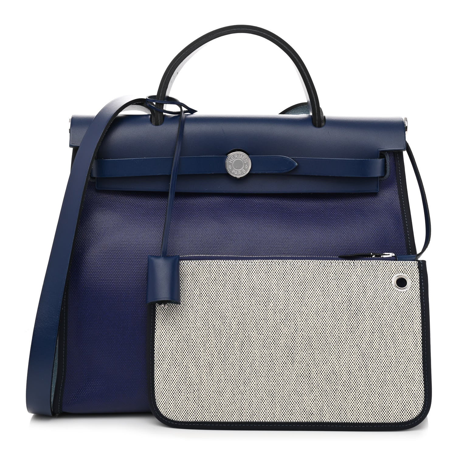 Hermes Toile H Berline Vache Hunter Herbag Zip PM 31 Bleu Encre Bleu Saphir 1 of 12