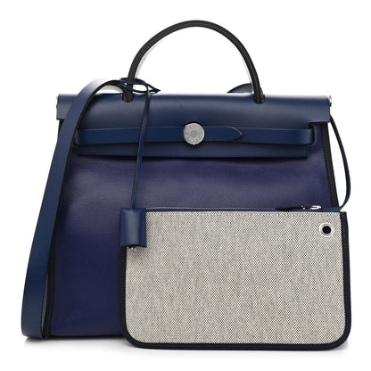 Hermes Toile H Berline Vache Hunter Herbag Zip PM 31 Bleu Encre Bleu Saphir 1 of 12