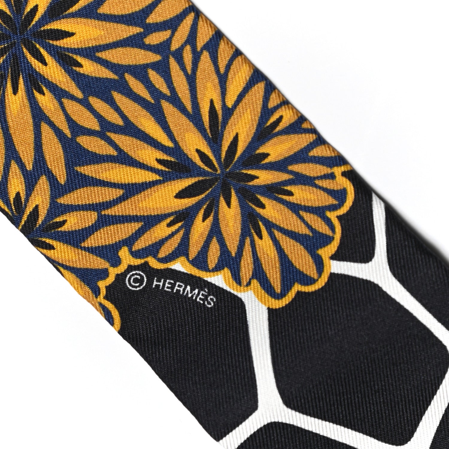 Hermes Silk Three Graces Twilly Black Gold Taupe 3 of 4