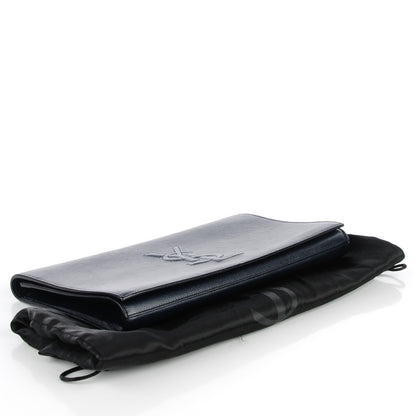 Saint Laurent Calfskin Monogram Large Belle De Jour Clutch Navy 4 of 7
