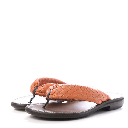 Bottega Veneta Nappa Intrecciato Thong Flat Sandals 37 Ebano Orange 3 of 10