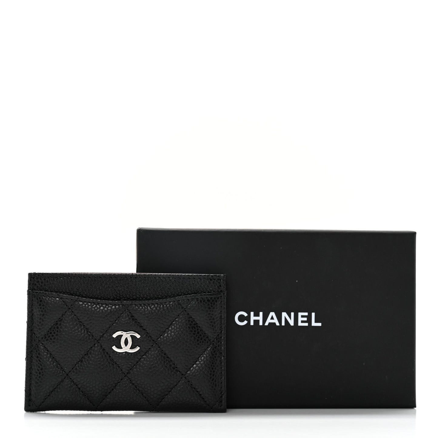 Caviar Quilted Card Holder Black