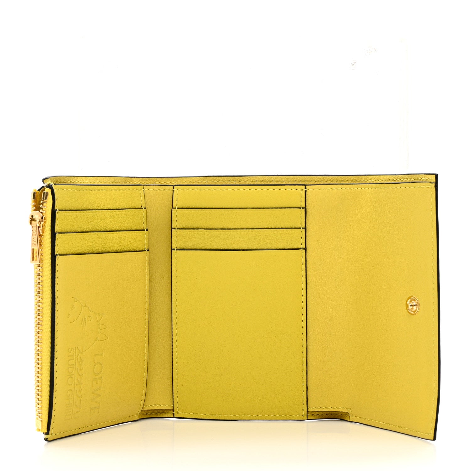 Loewe X SPIRITED AWAY Calfskin Otori-Sama Small Vertical Wallet Soft White Lemon Zest 5 of 9