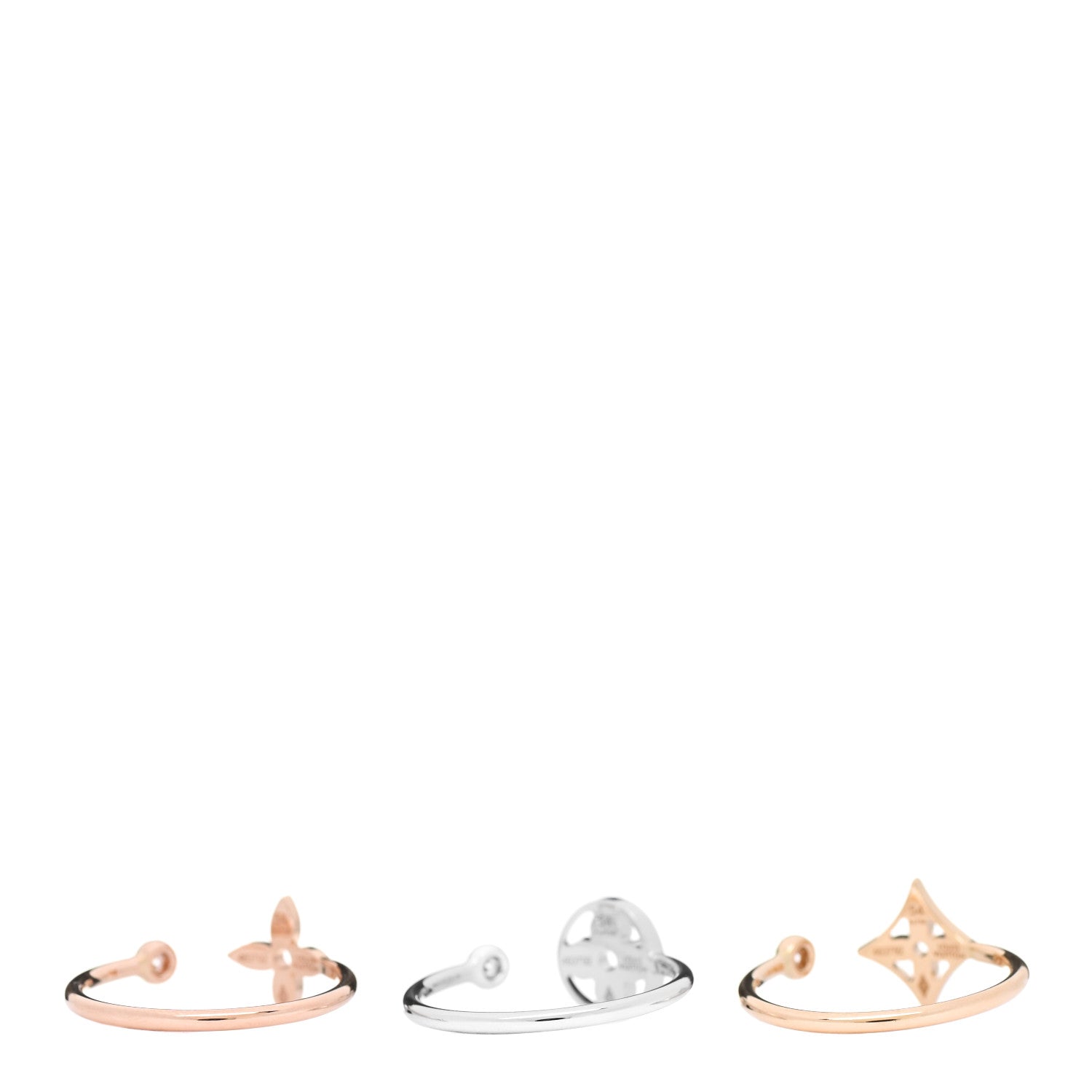 Louis Vuitton 18K Yellow Pink White Gold Diamond Idylle Blossom Ring 3 Set 54 6.75 3 of 6
