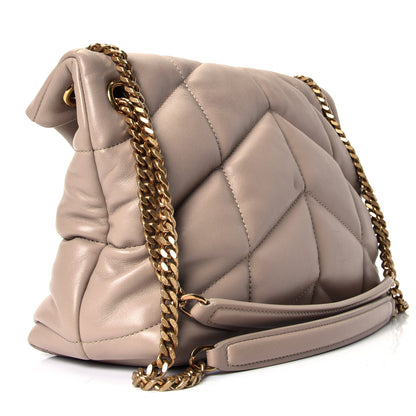 Saint Laurent Lambskin Quilted Small Loulou Puffer Monogram Chain Satchel Dark Beige 2 of 4