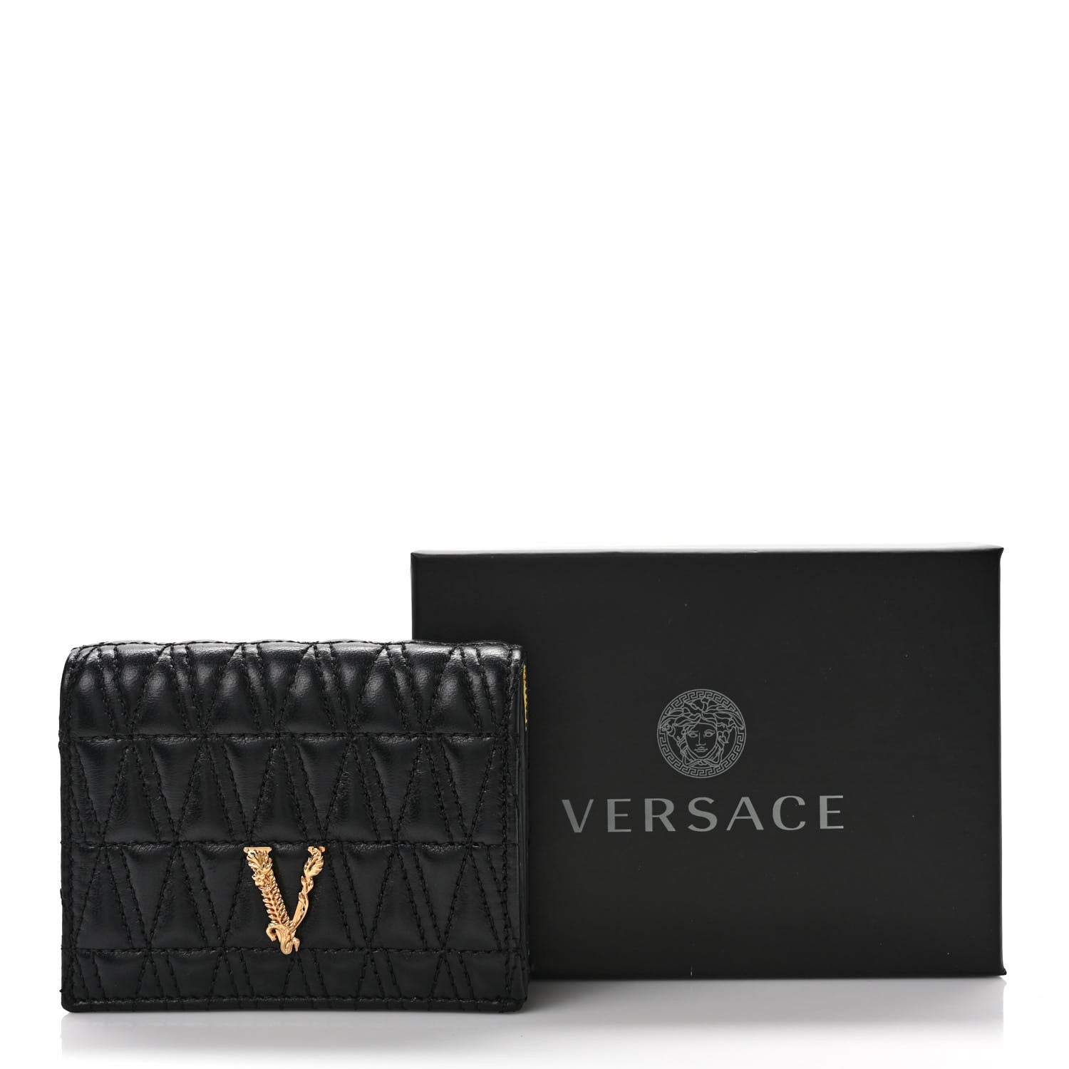 Versace Nappa Quilted Virtus Bifold Wallet Black 7 of 7