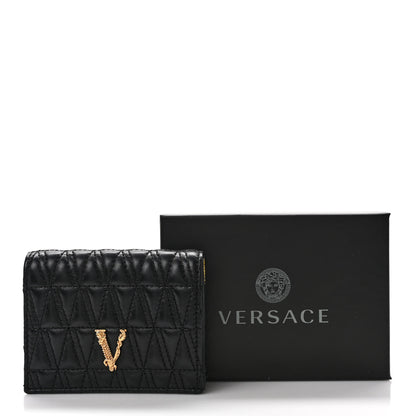 Versace Nappa Quilted Virtus Bifold Wallet Black 7 of 7