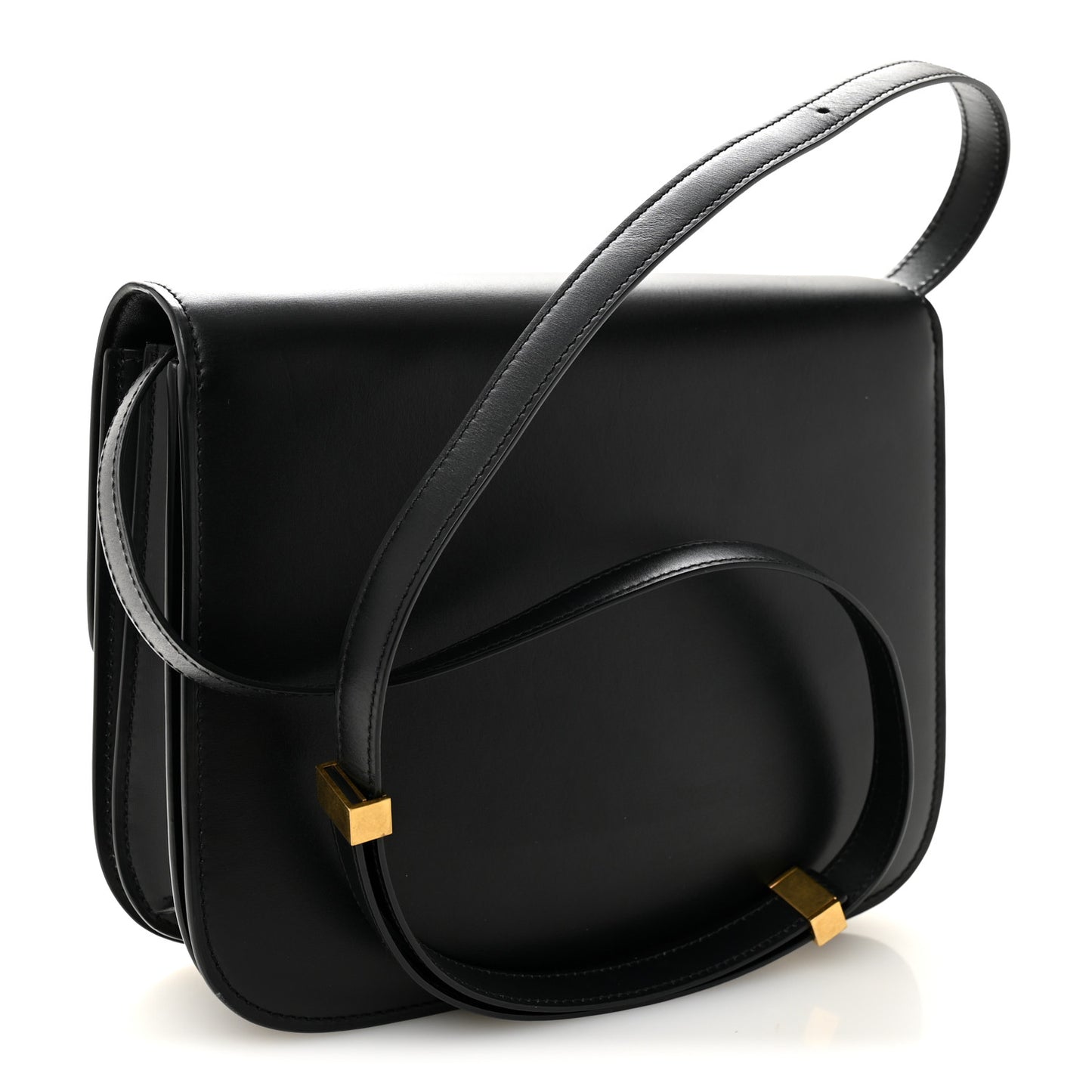 Box Calfskin Medium Classic Box Flap Bag Black