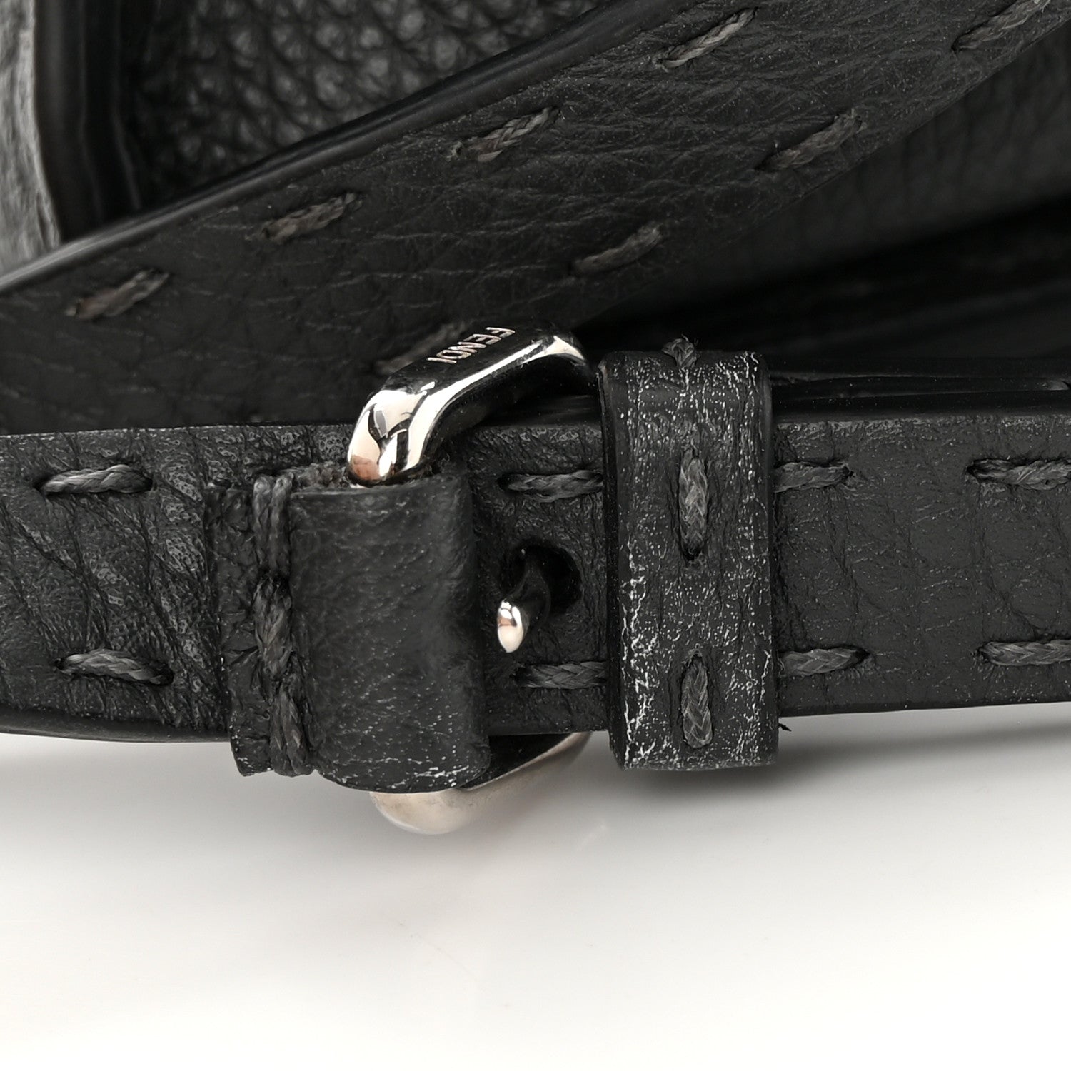 Fendi Cuoio Romano Selleria Bi-Color Mini Peekaboo Iconic Satchel Asfalto Latte 13 of 13
