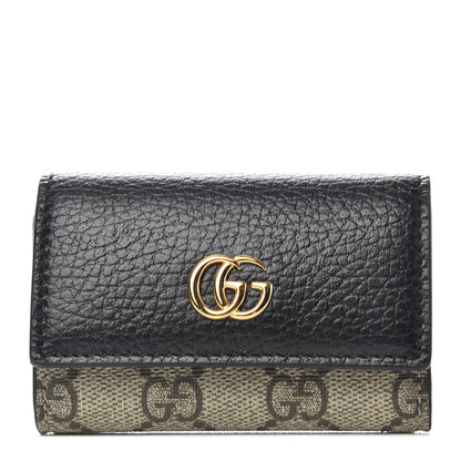 Gucci Dollar Calfskin GG Supreme Monogram GG Marmont 6 Key Holder Case Black Beige Ebony 1 of 6
