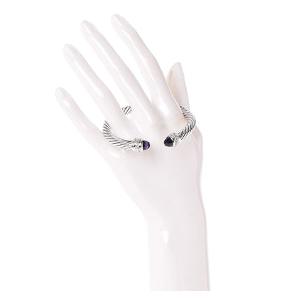 David Yurman Sterling Silver Diamond Amethyst 7mm Cable Crossover Bracelet 2 of 4