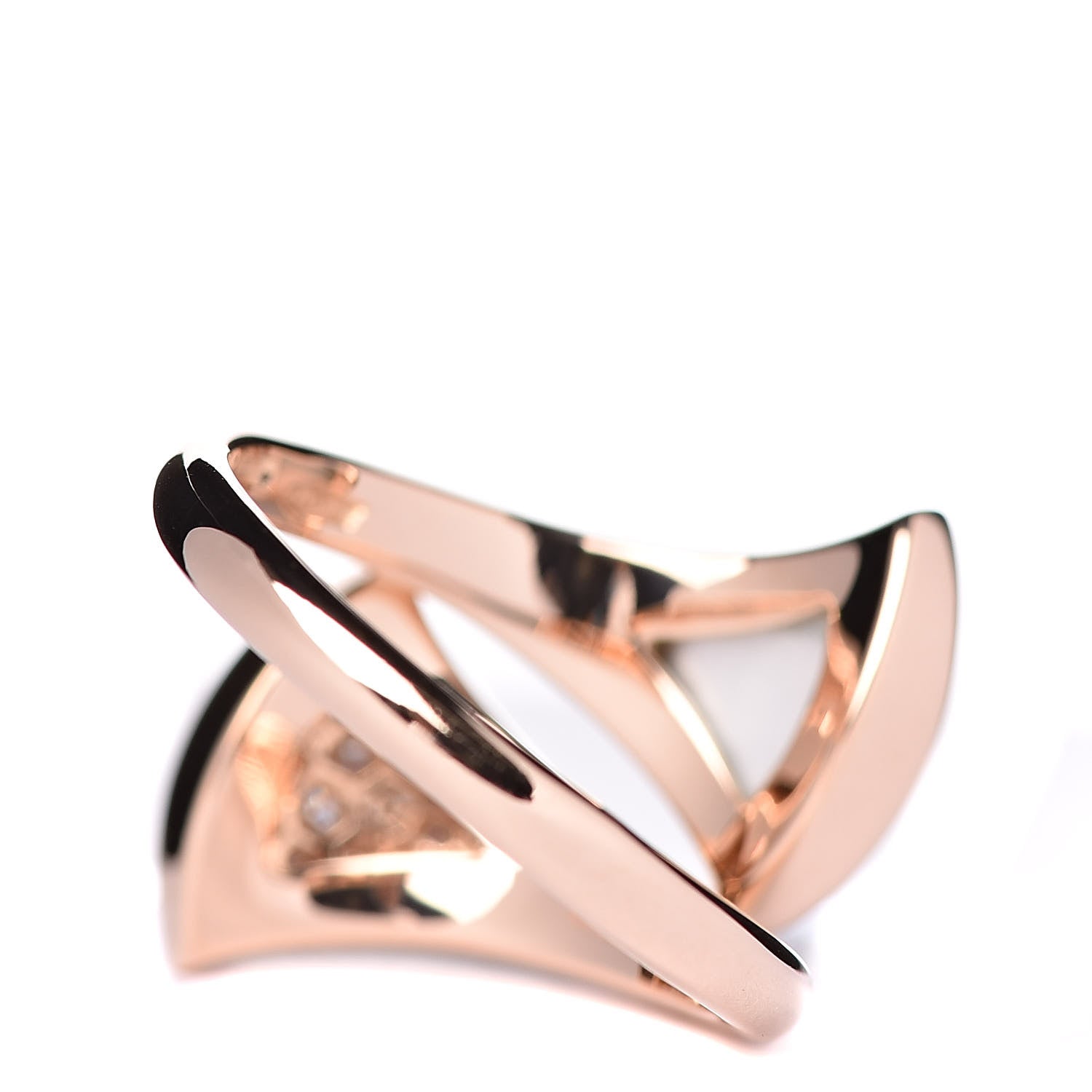 Bulgari 18K Rose Gold Mother of Pearl Diamond Divas' Dream Ring 54 6.75 3 of 6