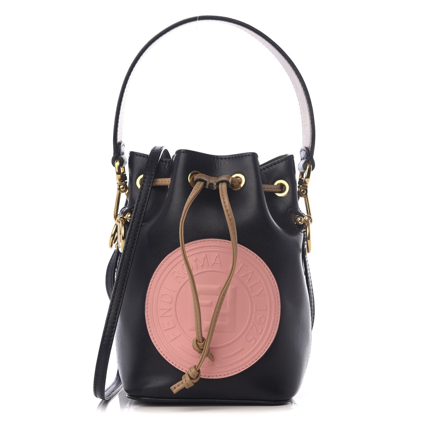 Vitello Liberty F is Fendi Stamp Patch Mini Mon Tresor Bucket Bag Blue Notte Cuoio Flamingo