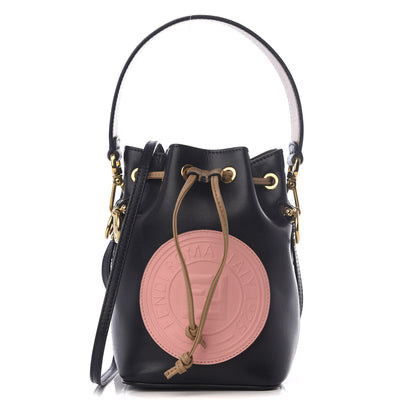 Fendi Vitello Liberty F is Fendi Stamp Patch Mini Mon Tresor Bucket Bag Blue Notte Cuoio Flamingo 1 of 8