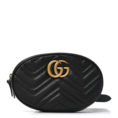 Gucci Calfskin Matelasse GG Marmont Belt Bag Black 1 of 10