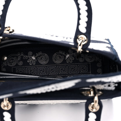 Christian Dior Embroidered Cornely Medium Lady D-Lite Blue White 5 of 14