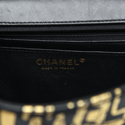 Chanel Calfskin Crocodile Embossed Graffiti 2.55 Mini Cocodile Reissue Flap Black Gold 8 of 21