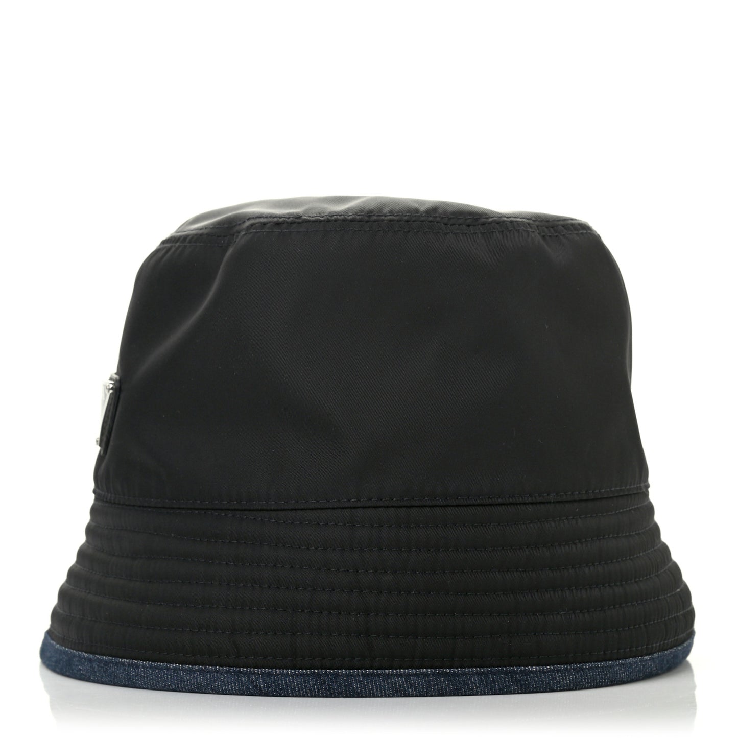 Nylon Denim Metal Triangle Logo Bucket Hat M Black