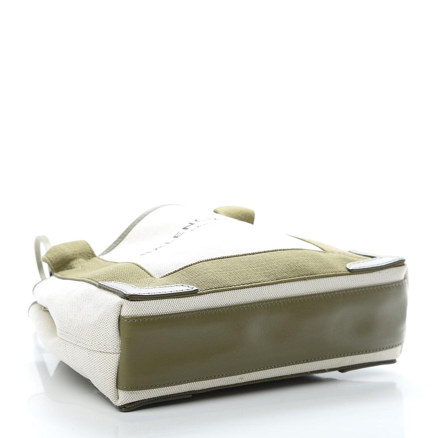 Cotton Canvas Calfskin Navy Cabas XS Natural Green