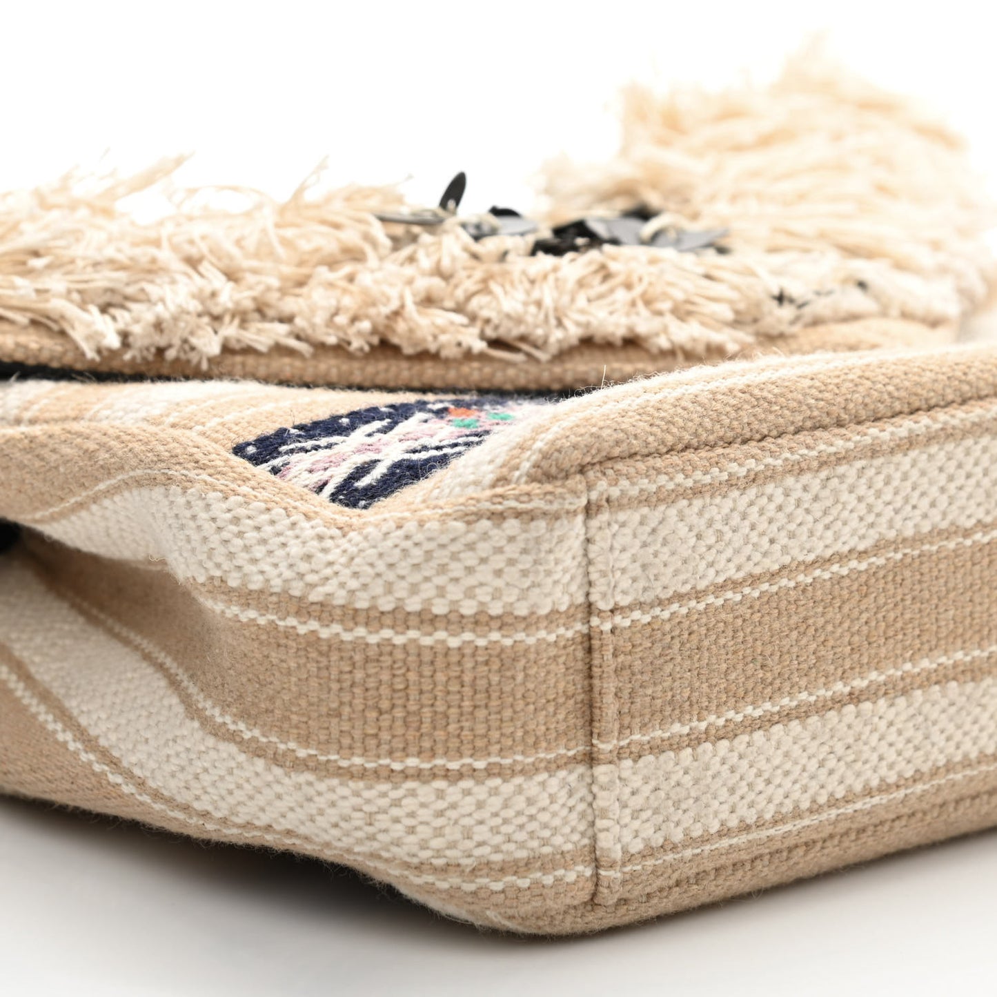 Berber Chevron Tassel Monogram Medium College Bag Black White