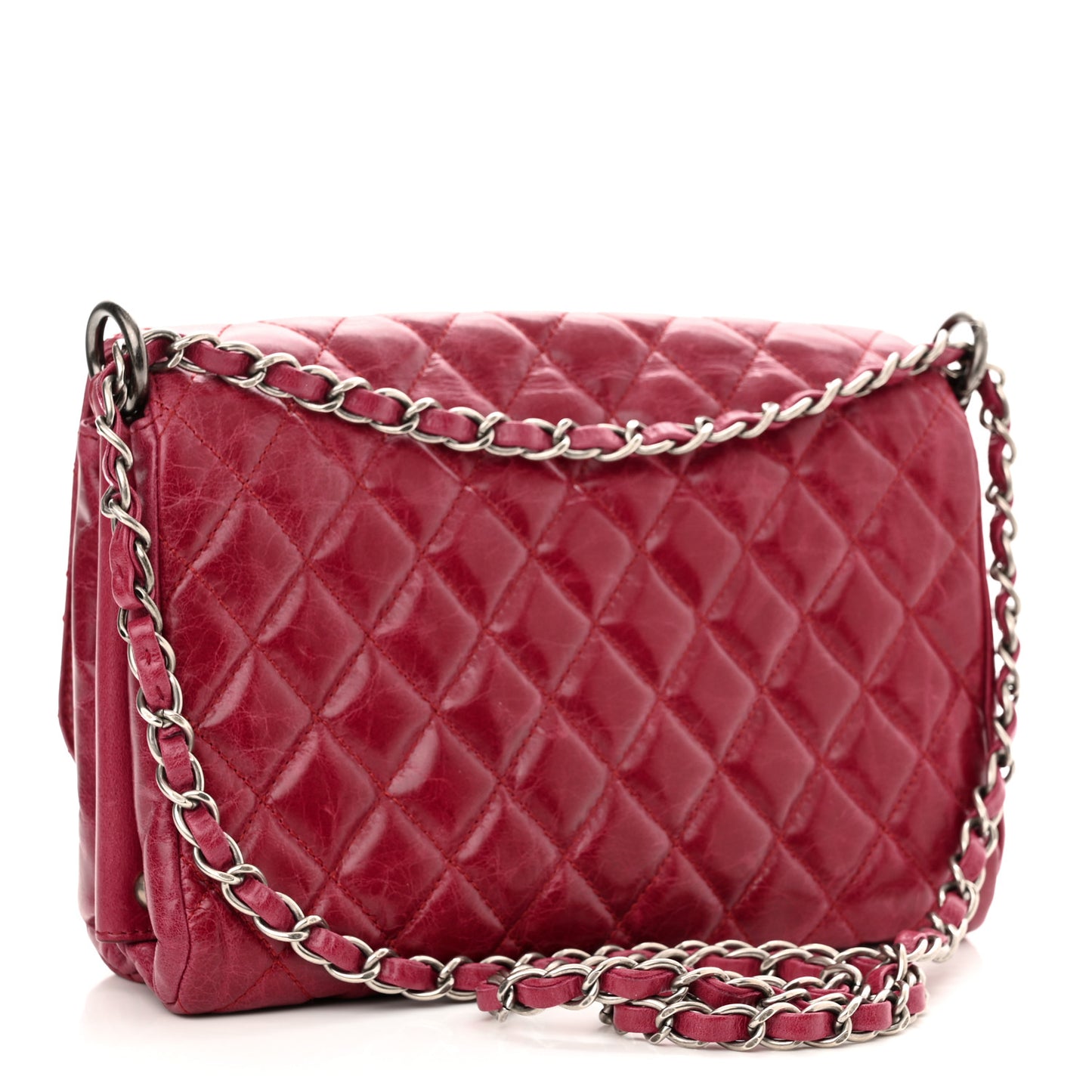Glazed Calfskin Quilted Soft Boy Flap Red