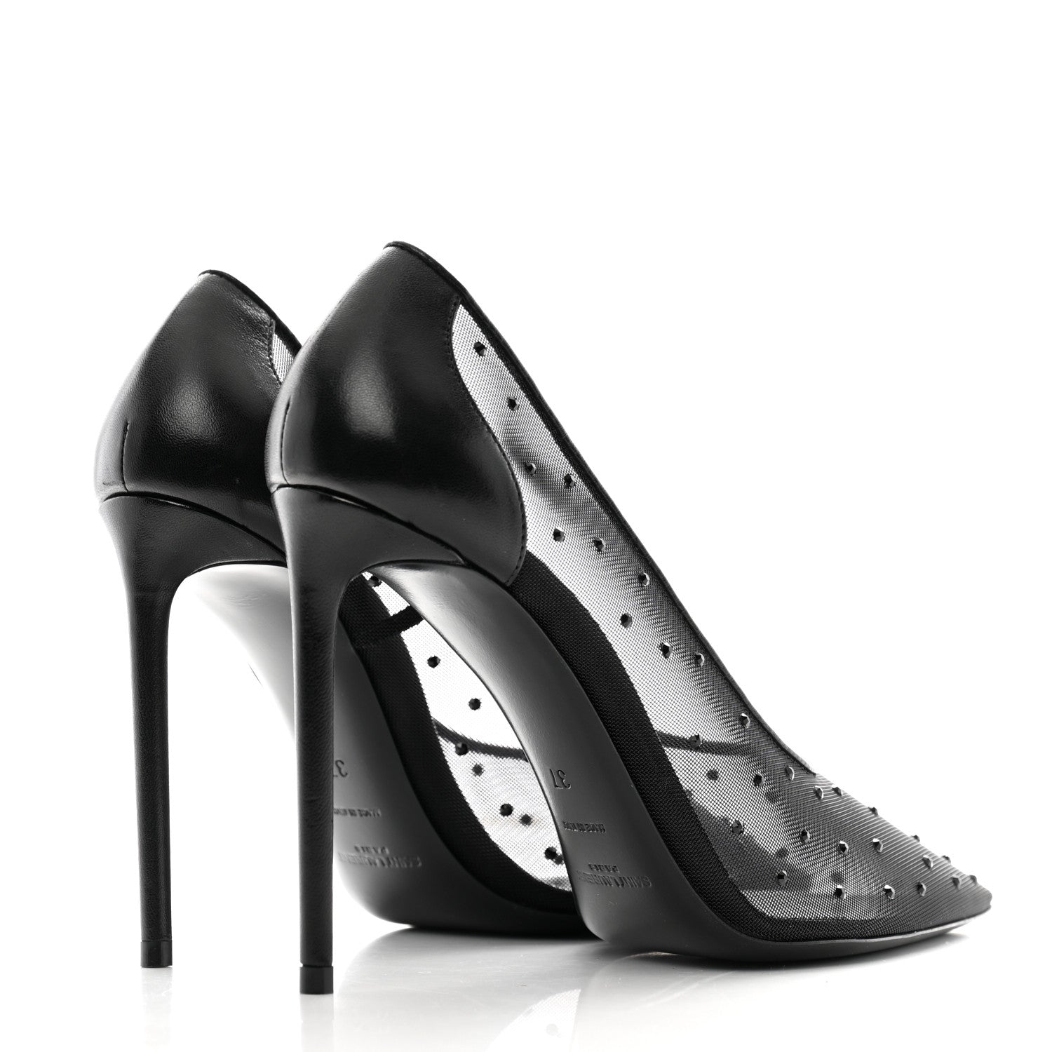 Saint Laurent Rhinestone Mesh 105 Anja Pumps 37 Black 5 of 8