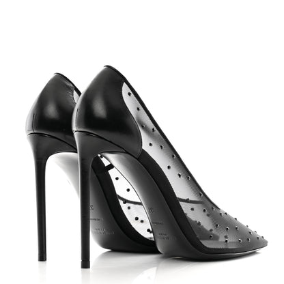 Saint Laurent Rhinestone Mesh 105 Anja Pumps 37 Black 5 of 8