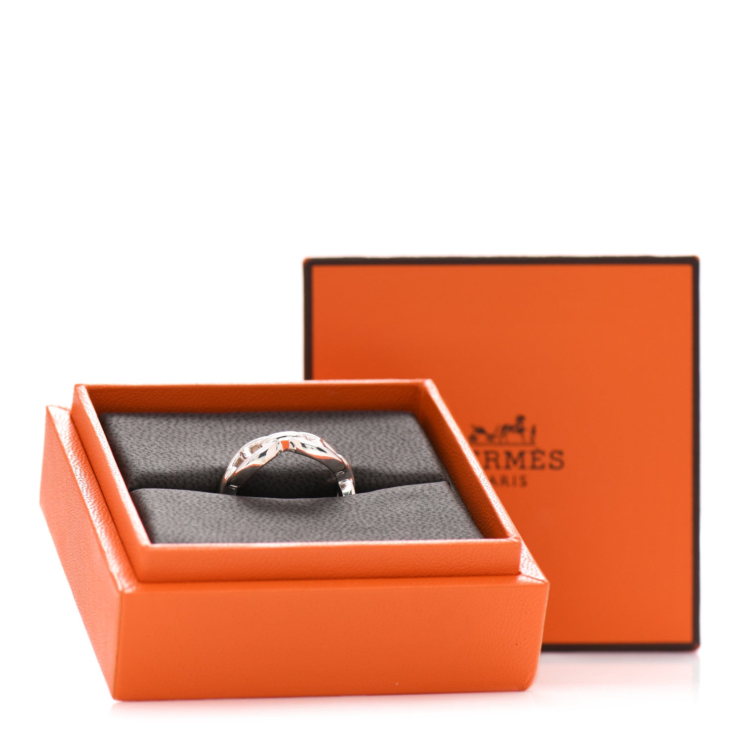Hermes Sterling Silver PM Chaine d'Ancre Enchainee Band Ring 52 6 6 of 6
