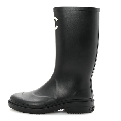 Chanel Caoutchouk CC High Boots 38 Black 1 of 9
