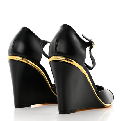 Chanel Lambskin Cap Toe Open Wedge 38 Black 4 of 8