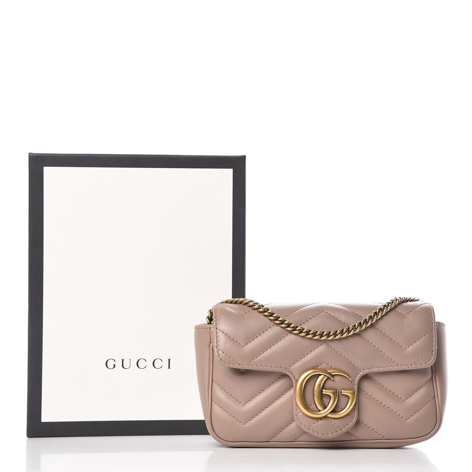 Gucci Calfskin Matelasse Super Mini GG Marmont Shoulder Bag Porcelain Rose 9 of 9