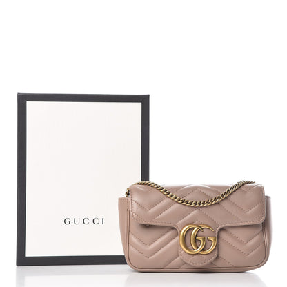 Gucci Calfskin Matelasse Super Mini GG Marmont Shoulder Bag Porcelain Rose 9 of 9