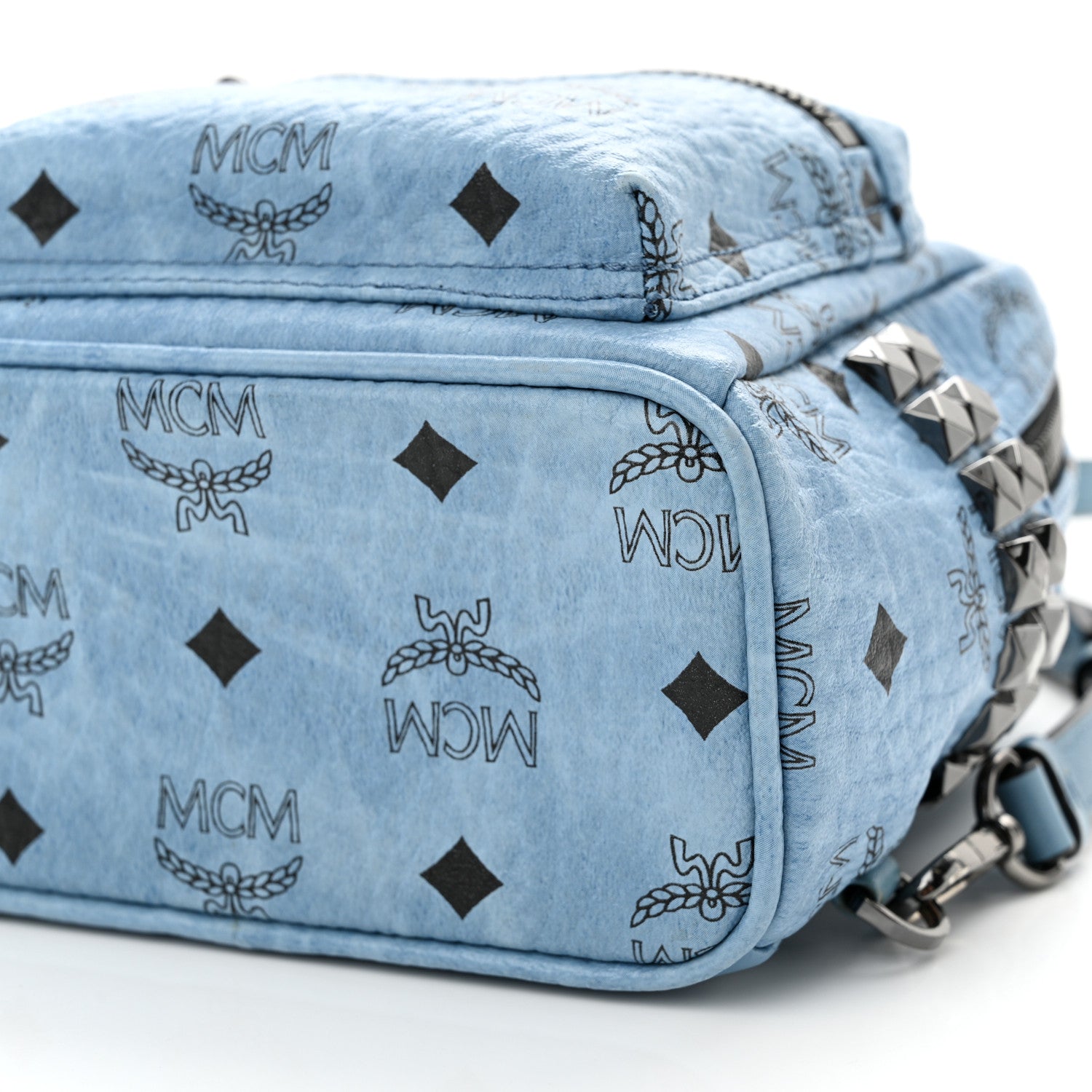 MCM Visetos Side Stud X-Mini Stark Bebe Boo Backpack Blue 10 of 12