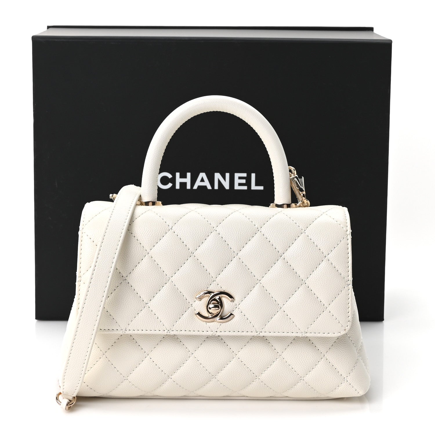 Chanel Caviar Quilted Mini Coco Handle Flap White 11 of 11