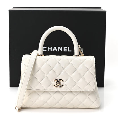 Chanel Caviar Quilted Mini Coco Handle Flap White 11 of 11