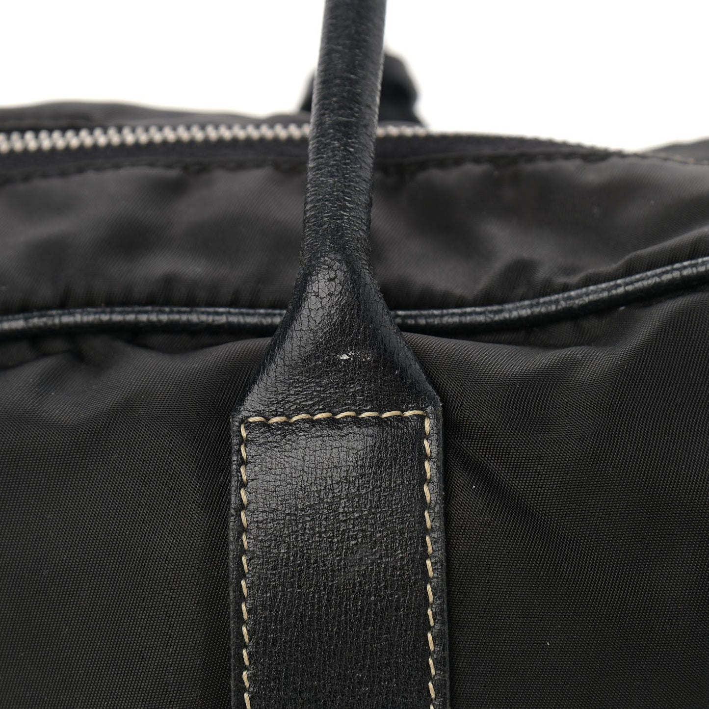Tessuto Nylon Calfskin Shoulder Bag Black